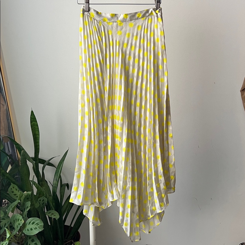 Zara pleated grey Skirt with Yellow Dots S